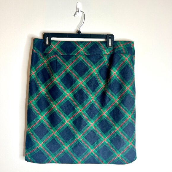 Talbots Tartan Wool Blend Tartan Festive Plaid Lined A-Line Party Skirt Sz 12 - Picture 2 of 4